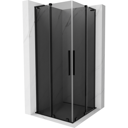 Mexen Velar L Duo плъзгаща се душ кабина 80 x 80 см, графит, черна - 871-080-080-02-43-70