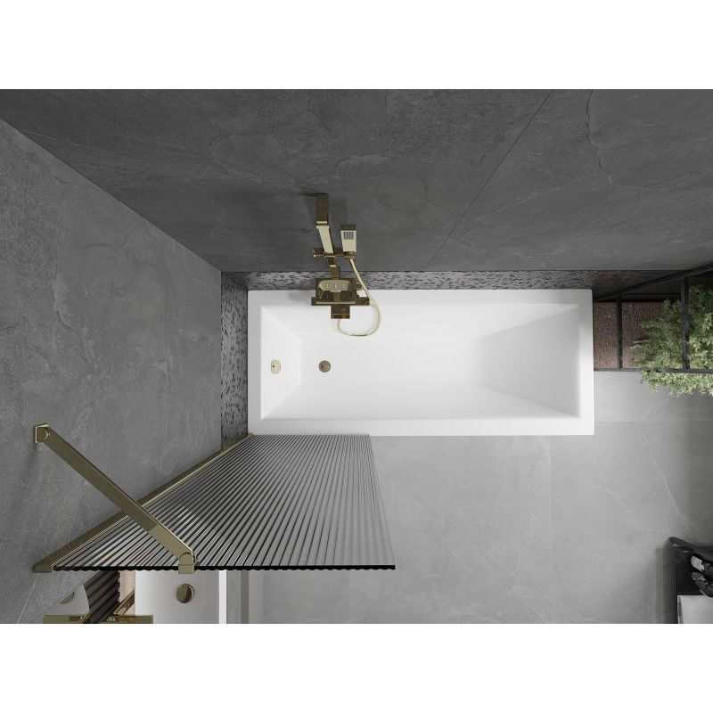 Mexen Next душ параван 1-крилен 60 x 150 см, ивици, златен - 895-060-000-00-09-50
