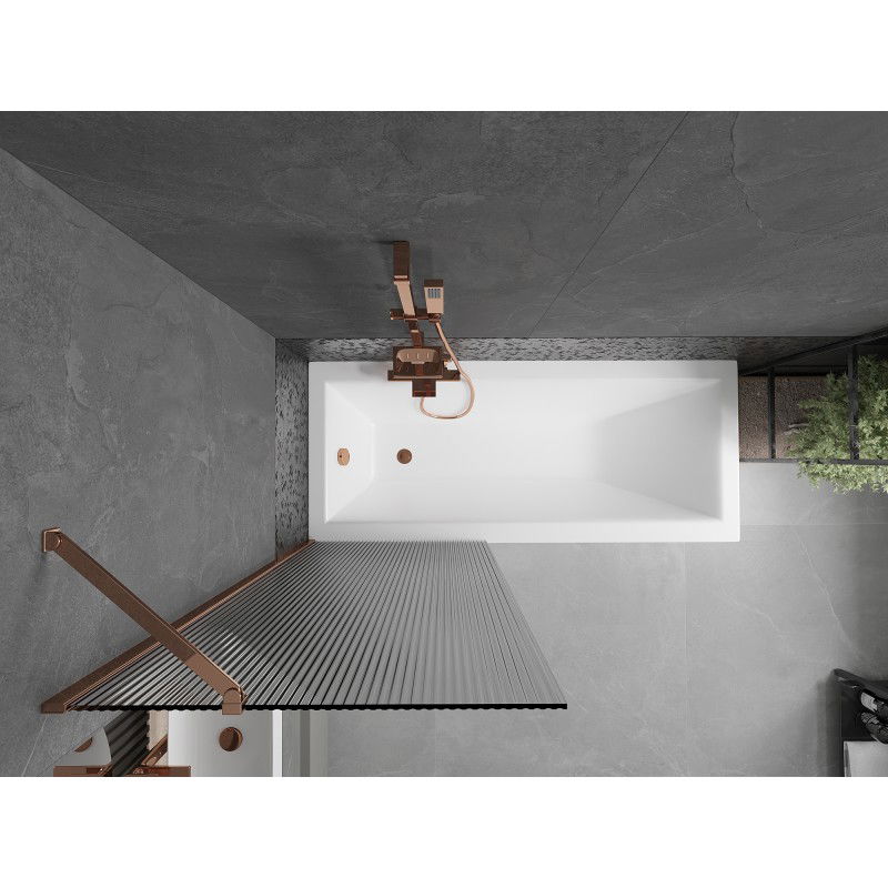 Mexen Next параван за вана с 1 крило 70 x 150 см, ивици, розово злато - 895-070-000-00-09-60