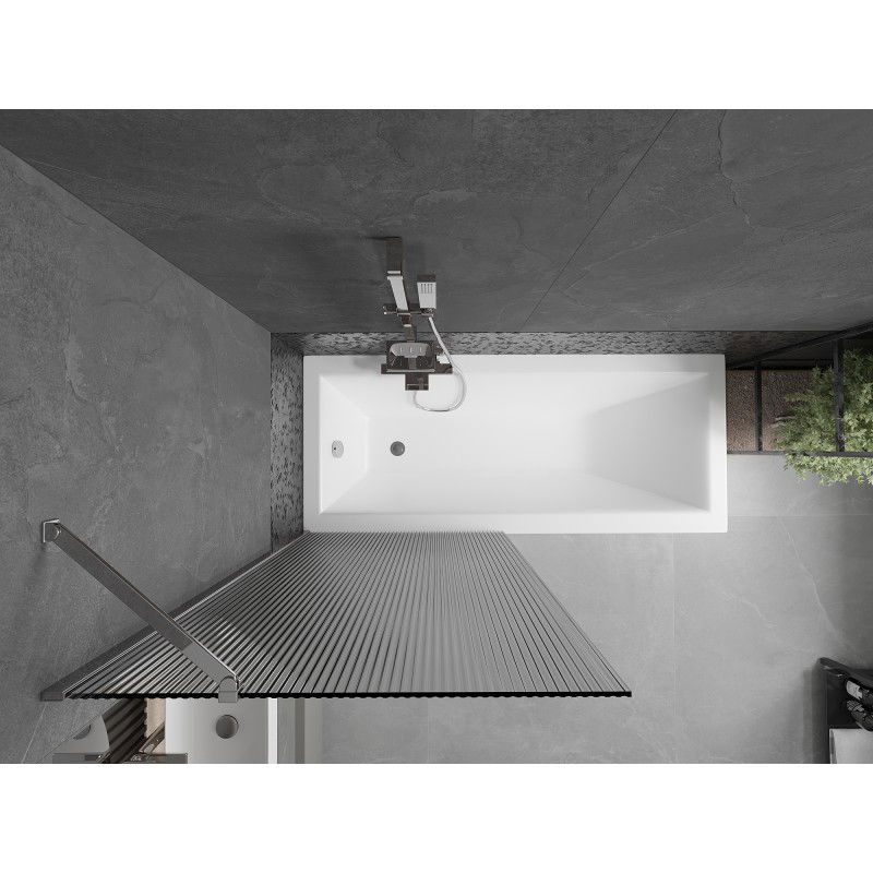 Mexen Next параван за вана 1-крилен 80 x 150 см, ивици, хром - 895-080-000-00-09-01