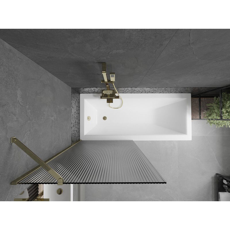 Mexen Next параван за вана с едно крило 80 x 150 см, райета, златен - 895-080-000-00-09-50