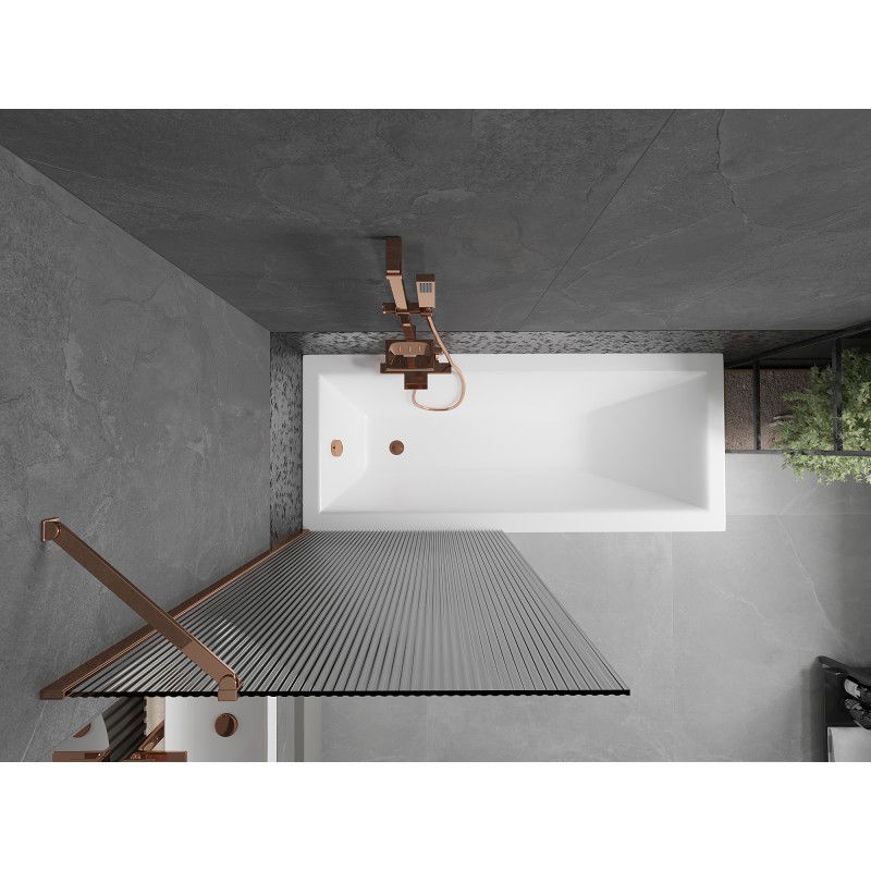 Mexen Next параван за вана с едно крило 80 x 150 cm, на ивици, розово злато - 895-080-000-00-09-60