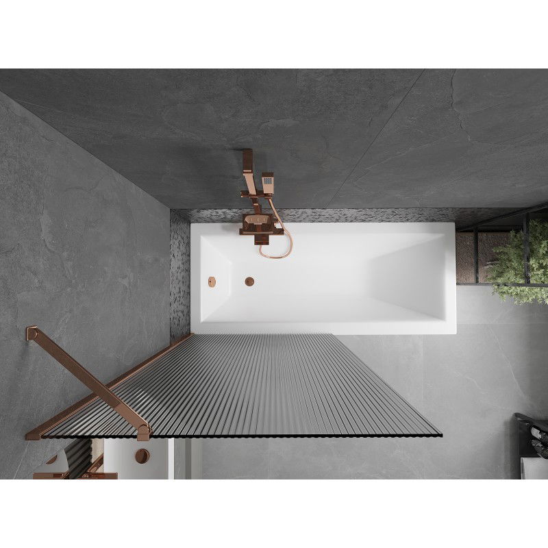 Mexen Next параван за вана с 1 крило 90 x 150 см, райе, розово злато - 895-090-000-00-09-60