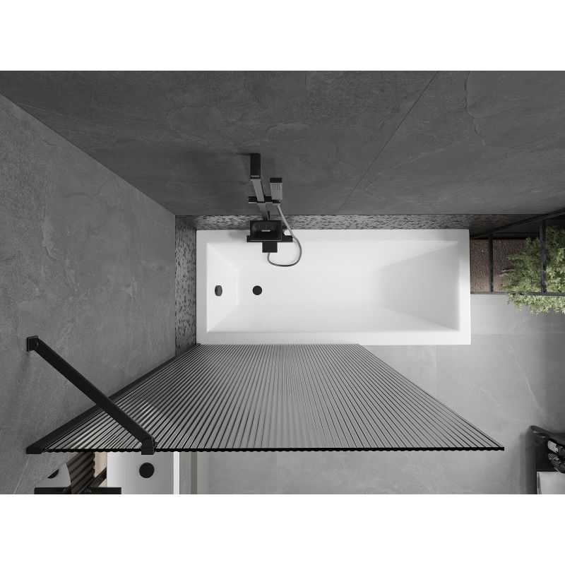 Mexen Next параван за вана с едно крило 100 x 150 см, райета, черен - 895-100-000-00-09-70