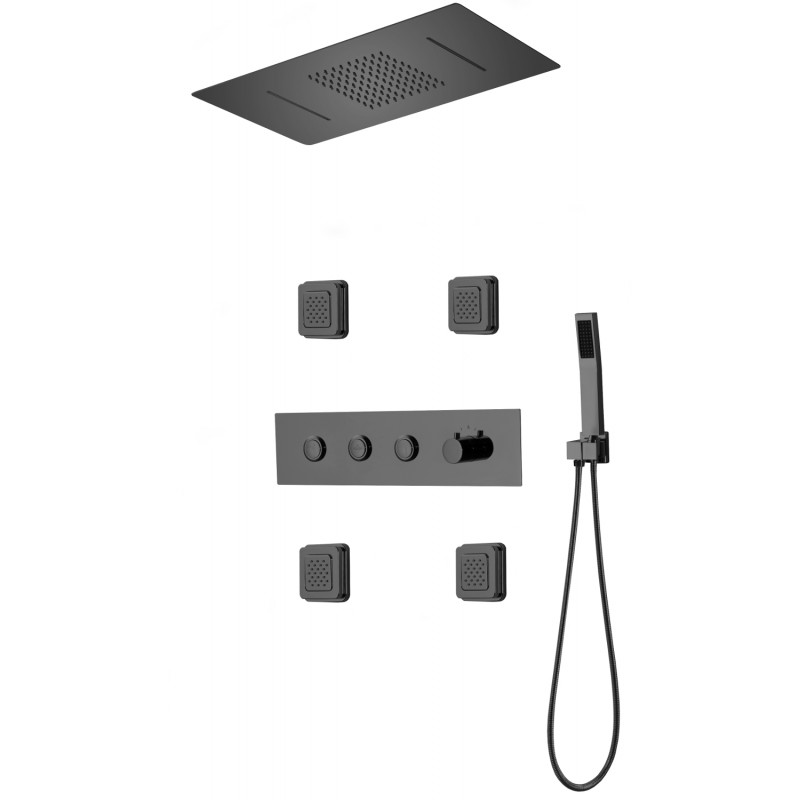 Mexen Soler вградена душ система, черна - 7601-04-70