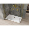 Mexen Omega плъзгаща се душ кабина 140 x 80 см, прозрачна, златна + поддушово