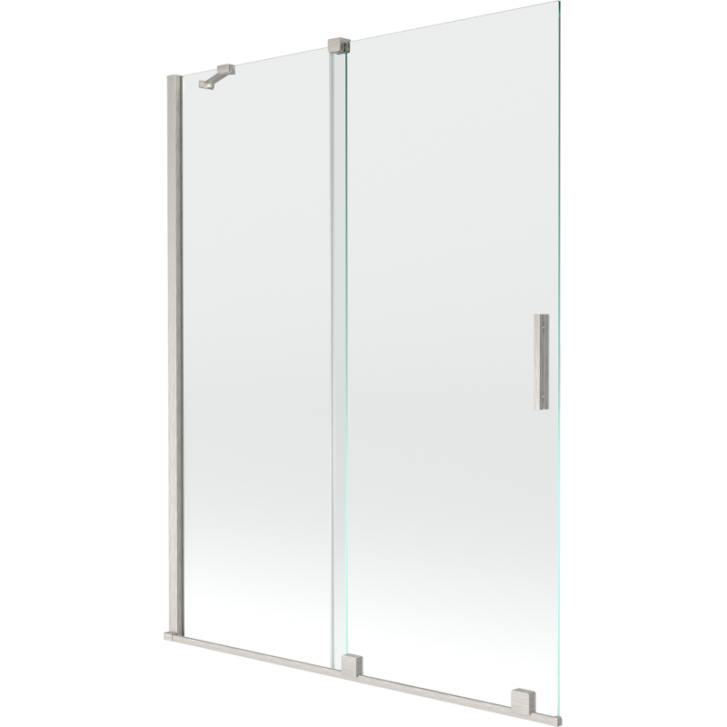 Mexen Velar преграда за вана, 2-крилно плъзгане 130 x 150 см, прозрачно, четкан никел - 896-130-000-01-97