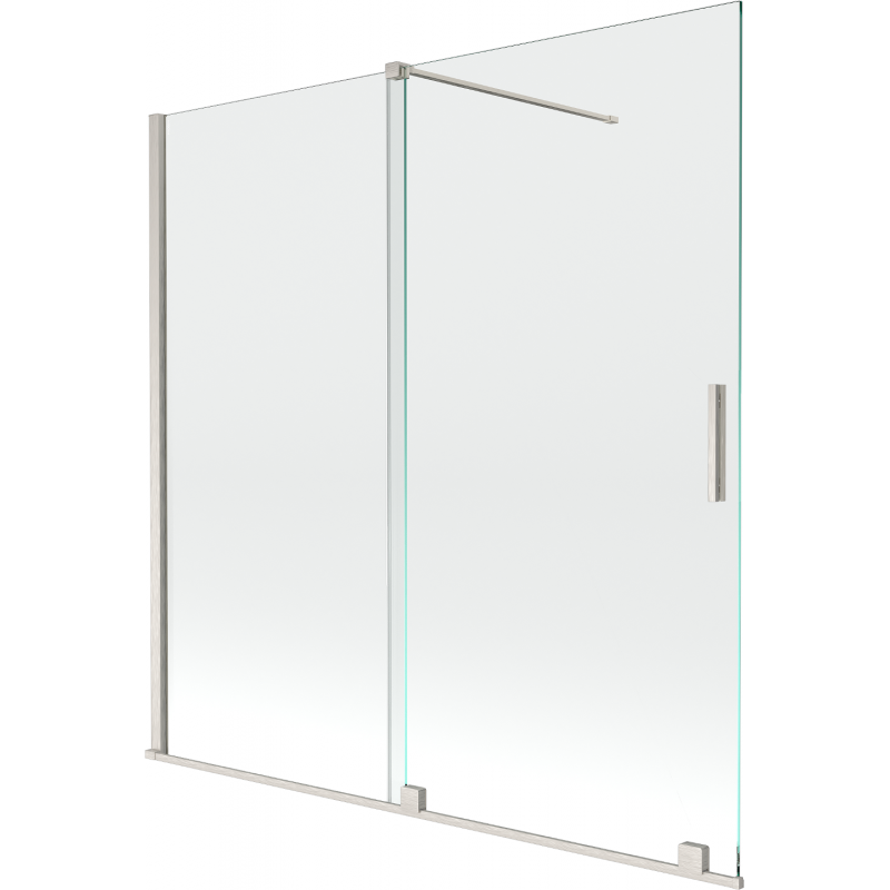 Mexen Velar двукрилен разтегателен параван за вана 160 x 150 cm, прозрачен, четкан никел - 896-160-000-01-97