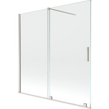 Mexen Velar двукрилен разтегателен параван за вана 160 x 150 cm, прозрачен, четкан никел - 896-160-000-01-97