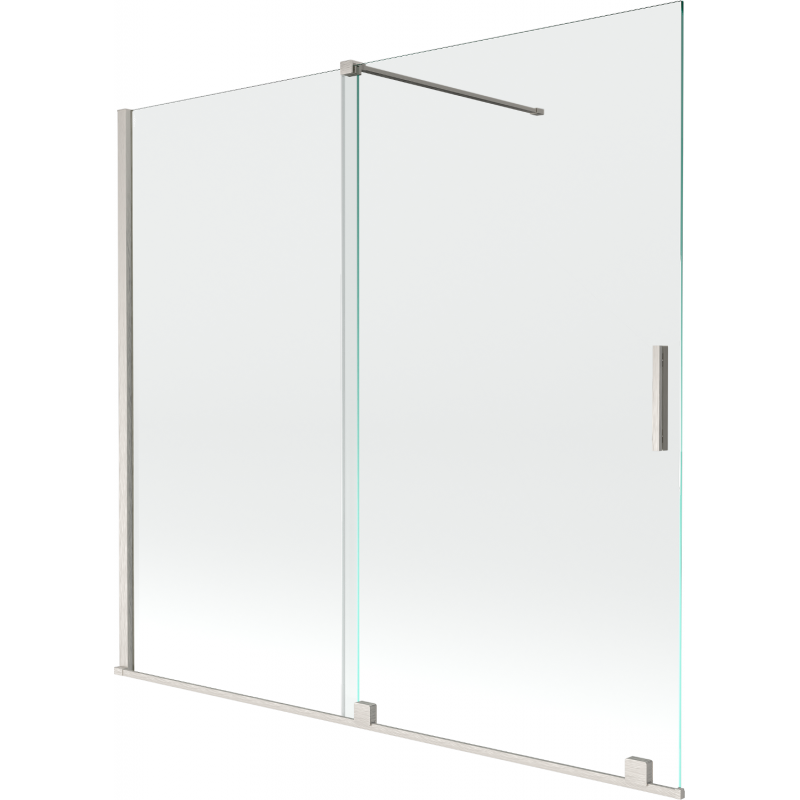 Mexen Velar двукрилен подвижен параван за вана 170 x 150 см, прозрачен, четкан никел - 896-170-000-01-97