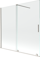 Mexen Velar двукрилен подвижен параван за вана 170 x 150 см, прозрачен, четкан никел - 896-170-000-01-97