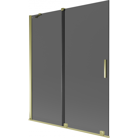 Mexen Velar двукрилен плъзгащ се параван за вана 140 x 150 cm, графит, злато - 896-140-000-41-50