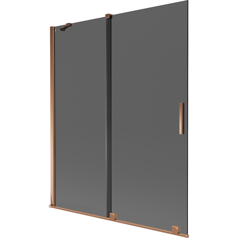 Mexen Velar двукрилен плъзгащ параван за вана 140 x 150 см, графит, розово злато - 896-140-000-41-60