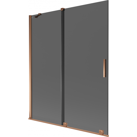 Mexen Velar двукрилен плъзгащ параван за вана 140 x 150 см, графит, розово злато - 896-140-000-41-60