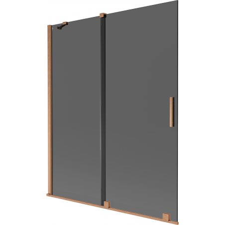 Mexen Velar двукрилен плъзгащ се екран за баня 140 x 150 см, графит, четкована мед - 896-140-000-41-65