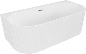 Mexen Sella свободностояща приставна вана с рифелова текстура 150 x 75 см, бял гланц, хромиран преливник - 52711507500-01