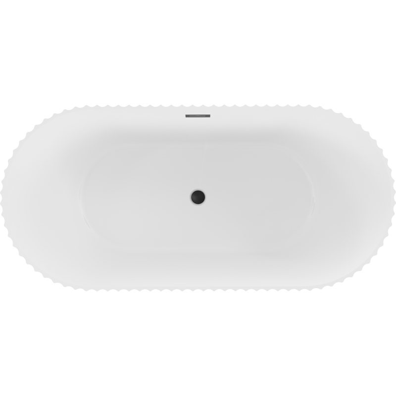 Mexen Paola свободностояща оребрена вана 150 x 75 cm, бяла мат, черен преливник - 52721507501-70