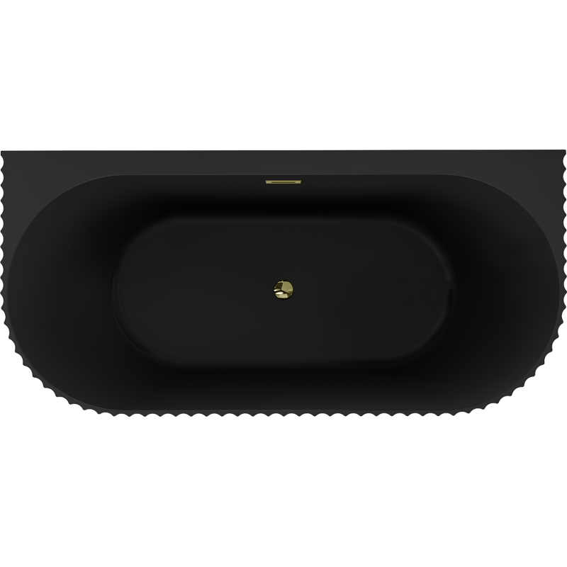 Mexen Sella свободностояща рифелована вана до стената 150 x 75 см, черна мат, преливник златен - 52711507571-50