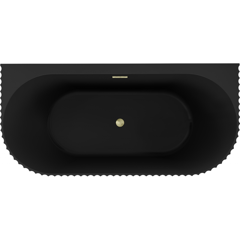 Mexen Sella самостоятелна вана за монтаж до стена с релеф 150 x 75 см, черен мат, златна четка - 52711507571-55