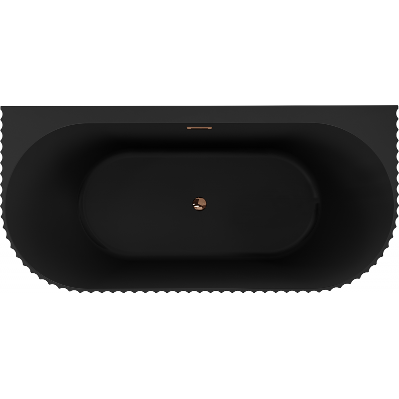 Mexen Sella свободностояща рифелована вана до стена 150 x 75 cm, черна мат, преливник розово злато - 52711507571-60