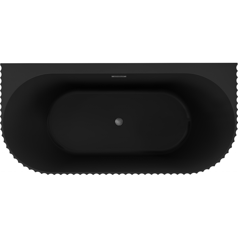 Mexen Sella свободностояща вана за стена, оребрена 150 x 75 см, черен мат, преливник gun gray четка - 52711507571-66