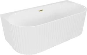 Mexen Sella Свободностояща рифлена вана със стенен монтаж 170 x 80 см, бял гланц, преливник златист мат - 52711708000-55