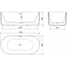 Свободностояща релефна вана Mexen Paola 170 x 80 cm, бяла матова, преливник gun gray четкан - 52721708001-66