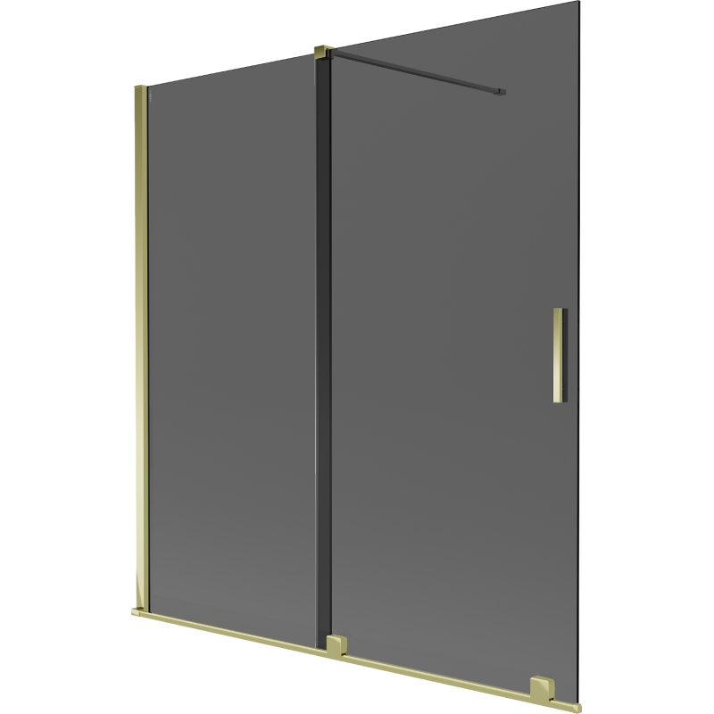 Mexen Velar параван за вана с 2 плъзгащи се крила 150 x 150 см, графит, златен - 896-150-000-41-50