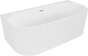 Mexen Sella самостоятелна стояща вана до стена, оребрена 170 x 80 cm, бял гланц, преливник четкан никел - 52711708000-97