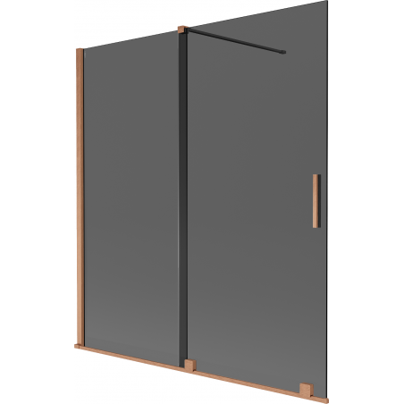 Mexen Velar двукрилен плъзгащ се параван за вана 150 x 150 см, графит, четкан мед - 896-150-000-41-65