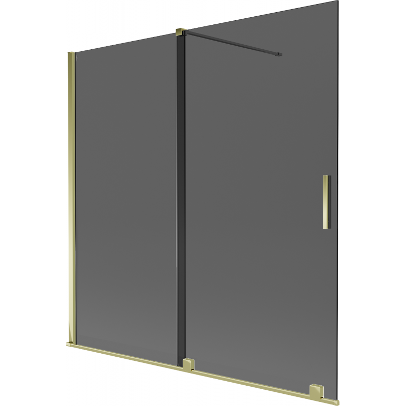 Mexen Velar двукрилен плъзгащ параван за вана 160 x 150 см, графит, златен - 896-160-000-41-50
