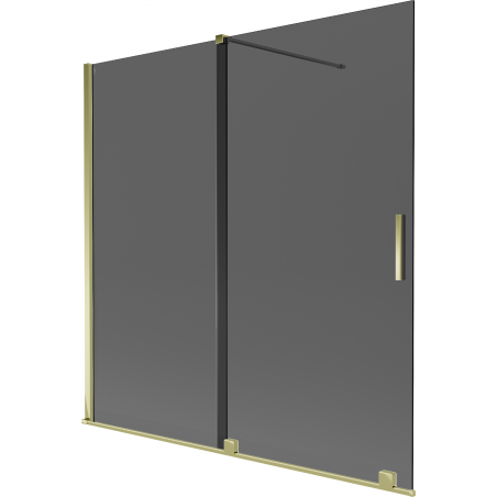 Mexen Velar двукрилен плъзгащ параван за вана 160 x 150 см, графит, златен - 896-160-000-41-50