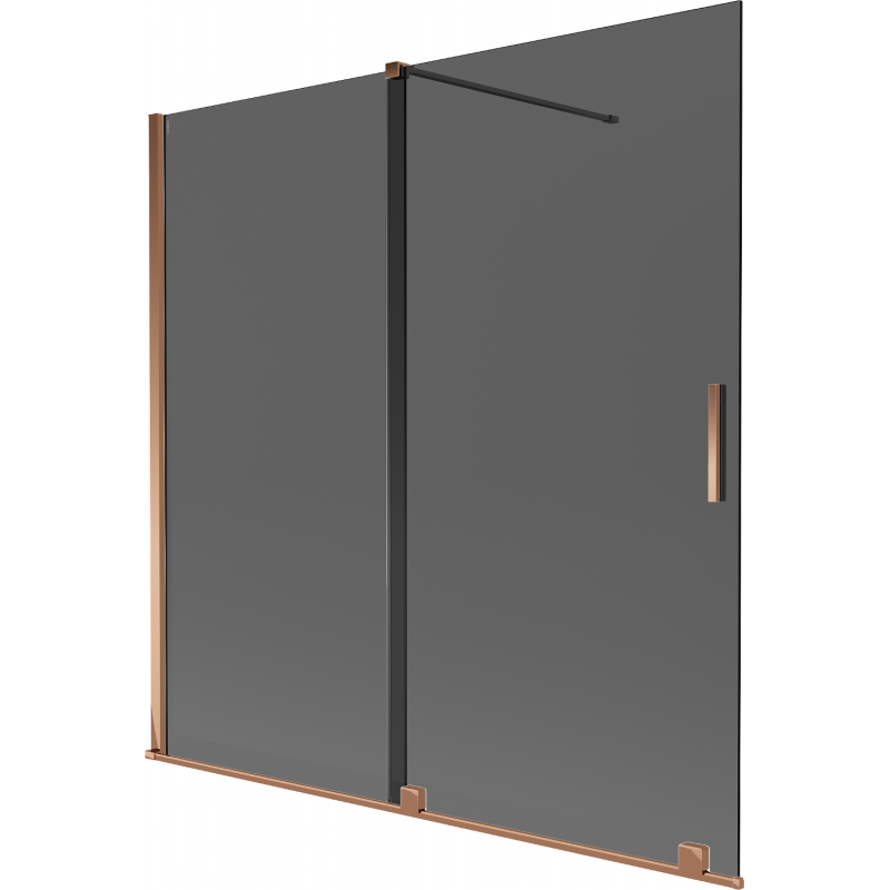 Mexen Velar вана преграда 2-плъзгаща се разтегателна 160 x 150 см, графит, розово злато - 896-160-000-41-60
