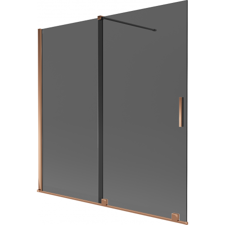 Mexen Velar вана преграда 2-плъзгаща се разтегателна 160 x 150 см, графит, розово злато - 896-160-000-41-60