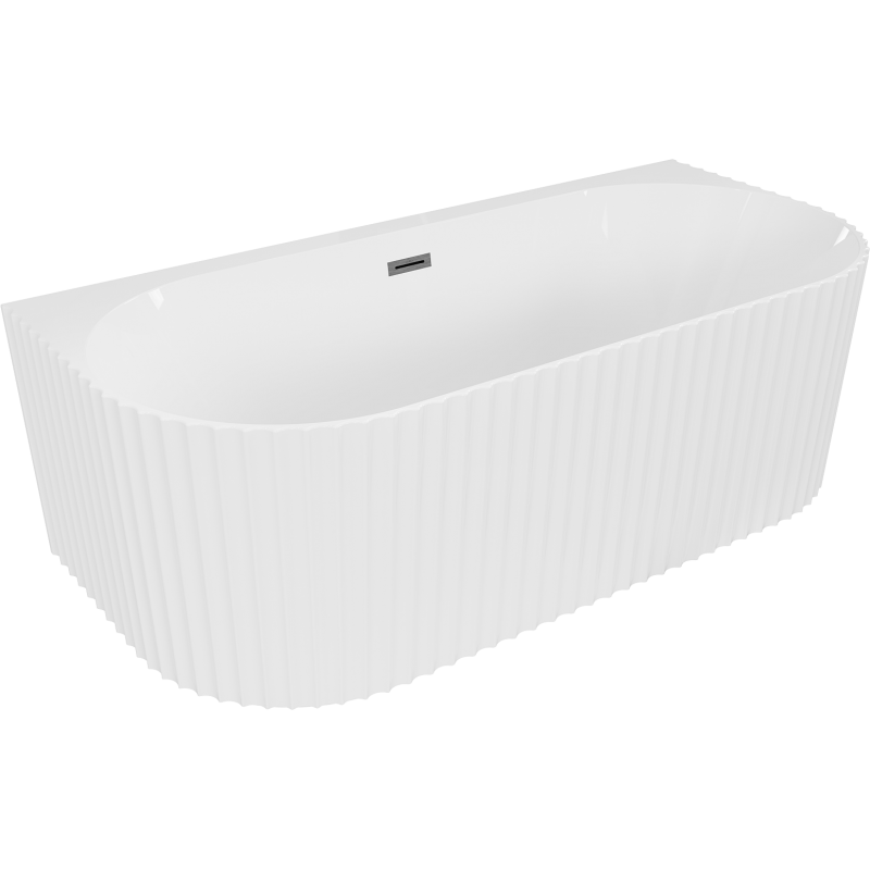 Mexen Sella свободностояща вана за стена оребрена 170 x 80 см, бяла мат,