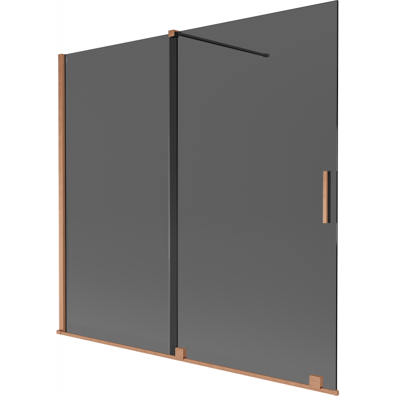 Mexen Velar параван за вана 2-крилен, плъзгащ се 170 x 150 см, графит, четкована мед - 896-170-000-41-65