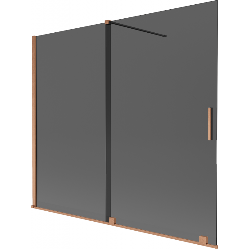 Mexen Velar двукрилен плъзгащ се параван за вана 180 x 150 см, графит, четкана мед - 896-180-000-41-65
