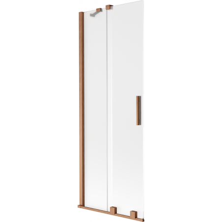Mexen Velar двукрилен подвижен параван за баня 75 x 150 см, матирано стъкло, четкована мед - 896-075-000-31-65