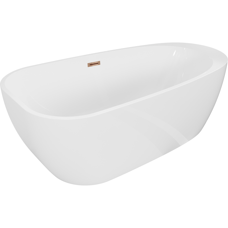Mexen Giada свободностояща вана 170 x 90 cm, бял гланц, преливник розово злато - 52741709000-60