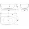 Mexen Giada свободно стояща вана 170 x 90 cm, бял гланц, преливане gun gray матиран - 52741709000-66