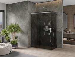 Mexen Omega плъзгаща се душ кабина 150 x 80 см, графит, хром - 825-150-080-01-40