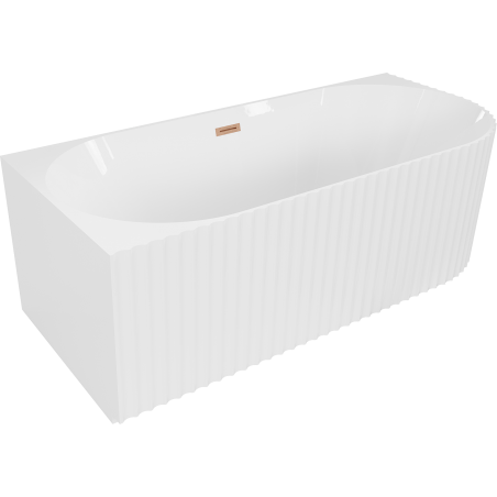 Mexen Gia свободно стояща ъглова оребрена лява вана 150 x 75 см, бял гланц, меден матов преливник - 52701507500L-65