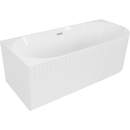 Mexen Gia свободно стояща ъглова оребрена лява вана 150 x 75 см, бял гланц, преливник матов никел - 52701507500L-97