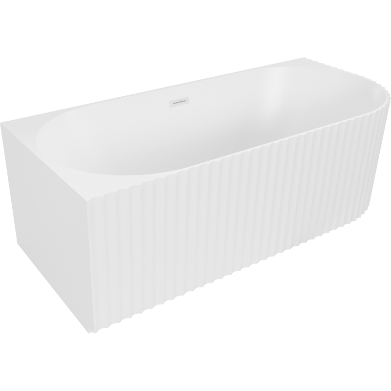 Mexen Gia самостоятелна ъглова рифелована лява вана 150 x 75 cm, бял мат, бял преливник - 52701507501L-20