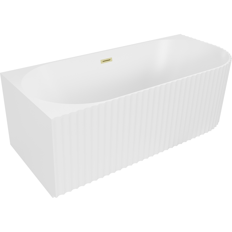 Mexen Gia свободностояща ъглова оребрена вана лява 150 x 75 см, бяла мат,