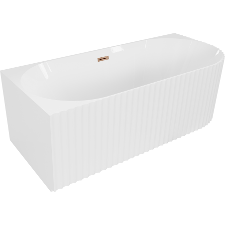 Mexen Gia свободностояща ъглова рифелова лява вана 170 x 80 см, бял гланц,