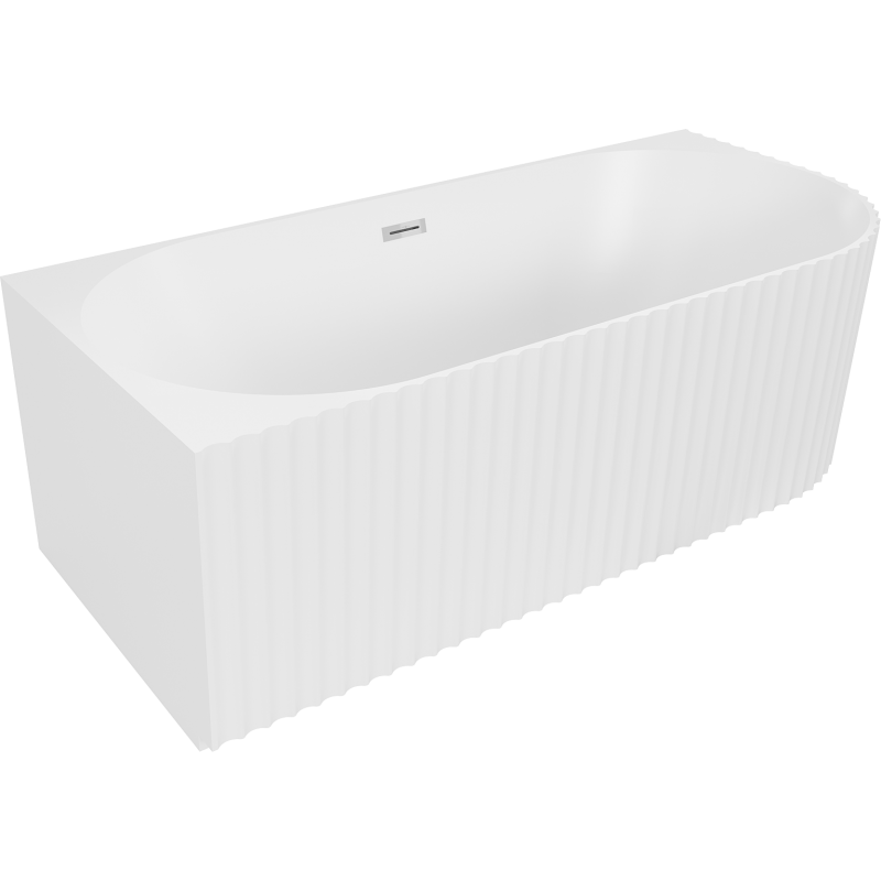 Mexen Gia свободно стояща рифлена ъглова вана лява 170 x 80 cm, бяла мат, слив хром - 52701708001L-01