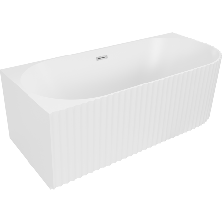 Mexen Gia свободно стояща рифлена ъглова вана лява 170 x 80 cm, бяла мат, слив хром - 52701708001L-01