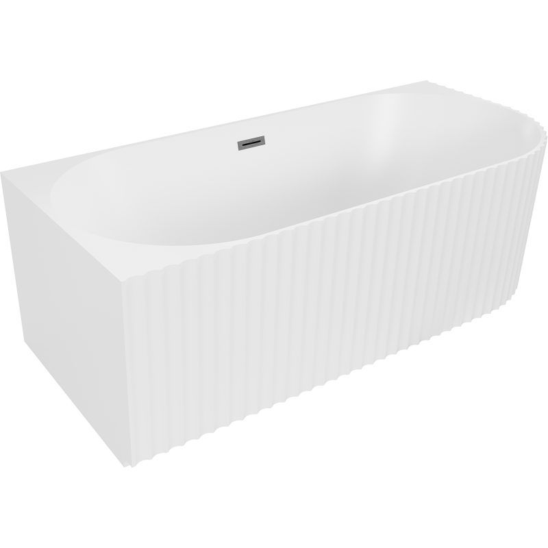 Mexen Gia свободностояща ъглова вана с оребряване лява 170 x 80 см, бяла мат, преливник gun gray четкан - 52701708001L-66