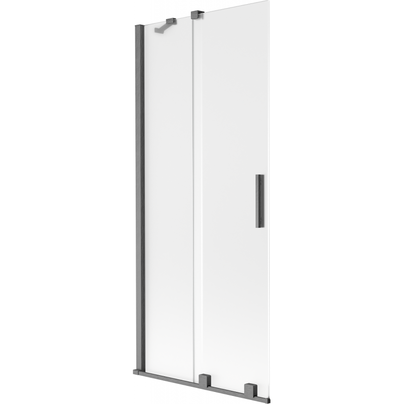 Mexen Velar двукрила плъзгаща се стъклена врата за вана 85 х 150 см, матирано, четкано оръжейно сиво - 896-085-000-31-66
